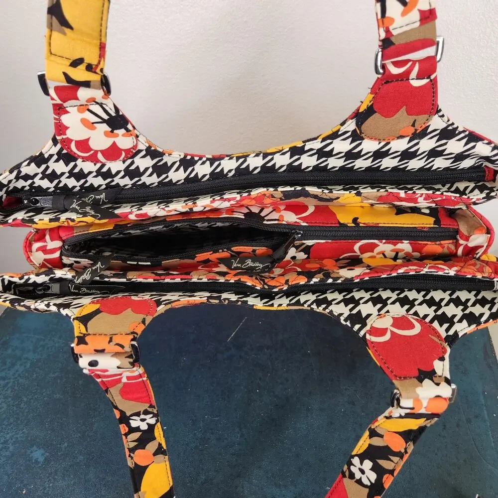 Vera Bradley Laptop Carryall Bittersweeat Floral Pattern Retired Houndstooth